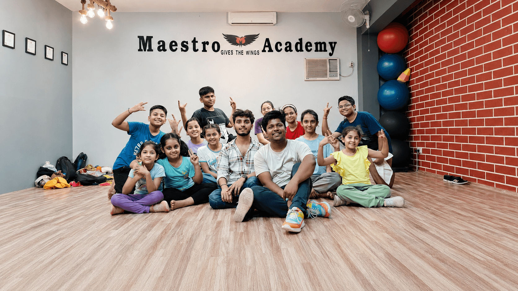 Students and instructors together on the studio floor